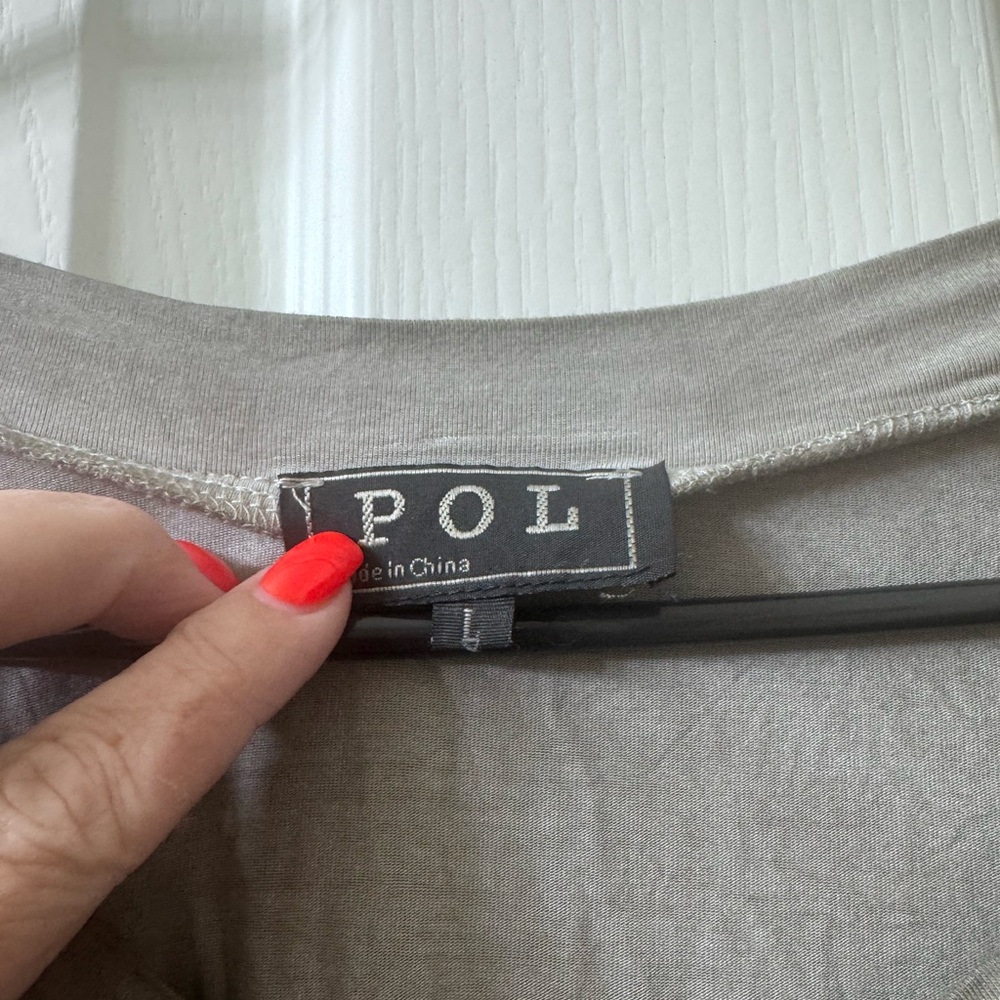 POL light taupe crewneck top